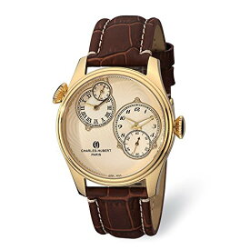 腕時計 チャールズヒューバート メンズ パリ フランス Men's Charles Hubert Stainless Steel Gold Dial Dual Time Watch 10"腕時計 チャールズヒューバート メンズ パリ フランス