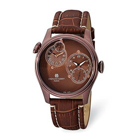腕時計 チャールズヒューバート メンズ パリ フランス Men's Charles Hubert Stainless Steel Brown Dial Dual Time Watch 10"腕時計 チャールズヒューバート メンズ パリ フランス
