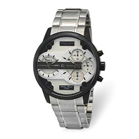 腕時計 チャールズヒューバート レディース パリ フランス Charles Hubert IP Black Stainless Chrono Dual Time Off-White Dial Watch (Width = 24mm)腕時計 チャールズヒューバート レディース パリ フランス