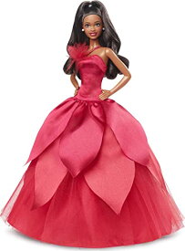 バービー バービー人形 Barbie Signature 2022 Holiday Doll (Dark-Brown Wavy Hair) with Doll Stand, Collectible Gift for Kids Ages 6 Years Old and Upバービー バービー人形