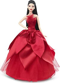 バービー バービー人形 Barbie Signature 2022 Holiday Doll (Straight Black Hair) with Doll Stand, Collectible Gift for Kids Ages 6 Years Old and Upバービー バービー人形