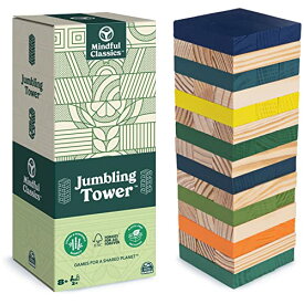 ボードゲーム 英語 アメリカ 海外ゲーム Mindful Classics, Jumbling Tower Sustainable Wooden Blocks Tumbling Toppling Bamboo Wood Party Stacking Game, for Adults and Kids Ages 8 and upボードゲーム 英語 アメリカ 海外ゲーム