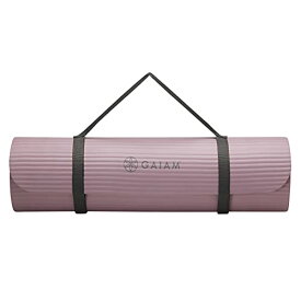 ヨガマット フィットネス Gaiam Extra-Thick Yoga Fitness Mat and Exercise Mat with Non-Slip Texture and Easy Carry Strap - Ideal for Floor Workouts and Everyday Yoga - Supportive and Portable, Purple, 10mmヨガマット フィットネス