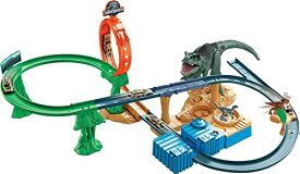 ジュラシックワールド JURASSIC WORLD おもちゃ フィギュア 恐竜映画 Hot Wheels Jurassic World Dominion Toy Cars Track Set, Clash 'n Crash Playset with Motorized Booster & 1:64 Scale Carジュラシックワールド JURASSIC WORLD おもちゃ フィギュア 恐竜映画