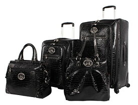 スーツケース キャリーバッグ ビジネスバッグ ビジネスリュック バッグ Kathy Van Zeeland Croco PVC Designer Luggage - 4 Piece Softside Expandable Lightweight Spinner Suitcases - Travel Seスーツケース キャリーバッグ ビジネスバッグ ビジネスリュック バッグ