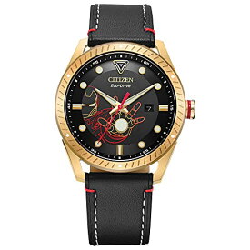 腕時計 シチズン 逆輸入 海外モデル 海外限定 Citizen Eco-Drive Men's Marvel Tony Stark Gold Tone Stainless Steel Watch with Black Leather Strap, Arc Reactor, Luminous, 43mm (Model: BM6992-09W)腕時計 シチズン 逆輸入 海外モデル 海外限定