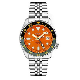 腕時計 セイコー メンズ Seiko SSK005 Automatic Watch for Men - 5 -Sports - Orange Dial with Date Calendar and Luminous Hands & Markers and Gray GMT Bezel, 100m Water-Resistant腕時計 セイコー メンズ