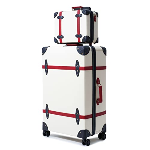 スーツケース キャリーバッグ ビジネスバッグ ビジネスリュック バッグ NZBZ Vintage Luggage Set of Pieces, Lightweight Hardside Spinner Suitcase with TSA Lock and Wheels (Ivory White,スーツケース キャリーバッグ ビジネスバッグ ビジネスリュック バッグ
