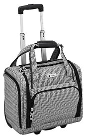 スーツケース キャリーバッグ ビジネスバッグ ビジネスリュック バッグ LONDON FOG Softside 15-Inch Under The Seat Bag, Telescoping Handles, Black White Square Jacquardスーツケース キャリーバッグ ビジネスバッグ ビジネスリュック バッグ