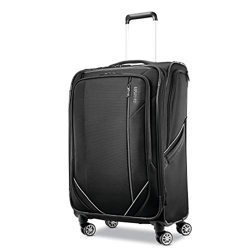 スーツケース キャリーバッグ ビジネスバッグ ビジネスリュック バッグ American Tourister Zoom Turbo Softside Expandable Spinner Wheel Luggage, Black, Checked-Medium 25-Inchスーツケース キャリーバッグ ビジネスバッグ ビジネスリュック バッグ