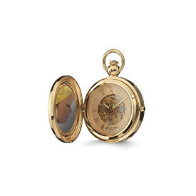 Sonia Jewels Charles Hubert Gold Men's Finish Brass 2-Photo Insert Pocket Watch 14.5"