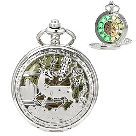 ManChDa Pocket Watch for Fathers Day Birthday, Vintage Mechanical Double Cover Watch - Anniversary for Him/Men/Husband | Reindeer (8. Gold Gears)