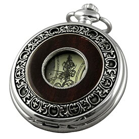 腕時計 スチームパンク steampunk メンズ 懐中時計 VIGOROSO Men's Hand-Wind Mechanical Pocket Watch Vintage Steampunk Wood Grain Hollow Design with Chain and Box腕時計 スチームパンク steampunk メンズ 懐中時計