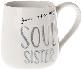 エネスコ Enesco 置物 インテリア 海外モデル アメリカ Enesco 6000526 Our Name Is Mud “Soul Sister” Stoneware Engraved Coffee Mug, 16 oz, Grayエネスコ Enesco 置物 インテリア 海外モデル アメリカ