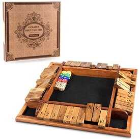 ボードゲーム 英語 アメリカ 海外ゲーム AMEROUS 1-4 Players Shut The Box Dice Game, Wooden Board Table Math Game with 12 Dice and Shut-The-Box Instructions for Kids Adults, Family Classroom Home or Pub (12 Inches)ボードゲーム 英語 アメリカ 海外ゲーム