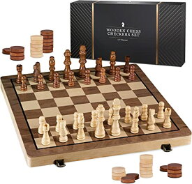 ボードゲーム 英語 アメリカ 海外ゲーム 15" Wooden Chess Sets - Chess & Checkers Board Game | with 2 Extra Queens | Chess Set | Chess Board Set | Chess Sets for Adults & Kids | Checkers Gameボードゲーム 英語 アメリカ 海外ゲーム