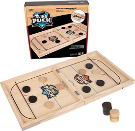 ボードゲーム 英語 アメリカ 海外ゲーム Crazy Games Fast Sling Puck Board Game I 14" Small Wooden Family Games, Table Top Hockey Game for Adults & Kids, Competitive Game Ideal for Partiesボードゲーム 英語 アメリカ 海外ゲーム