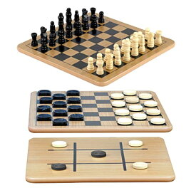 ボードゲーム 英語 アメリカ 海外ゲーム Regal Games - Reversible Wooden Board for Chess, Checkers & Tic-Tac-Toe - 24 Interlocking Wooden Checkers and 32 Standard Chess Pieces - for Age 8 to Adult for Family Funボードゲーム 英語 アメリカ 海外ゲーム