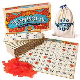 ボードゲーム 英語 アメリカ 海外ゲーム Brybelly Tombola Bingo Board Game | The Italian Game of Chance for Family, Friends and Large Parties Up to 24 Players | Includes Calling Board, 90 Tombolini Tiles, 24 Double-ボードゲーム 英語 アメリカ 海外ゲーム