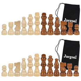ボードゲーム 英語 アメリカ 海外ゲーム Juegoal 2 Pack Wooden Chess Pieces Only, 32 Pieces Each Wood Chessmen Pieces, 2.4 Inch King Figures Chess Game Pawns Figurine Pieces, Replacement of Missing Piece, Includes Sボードゲーム 英語 アメリカ 海外ゲーム