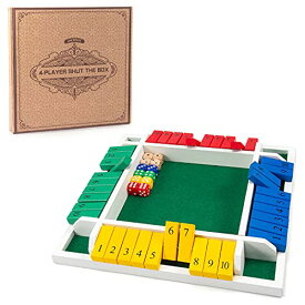 ボードゲーム 英語 アメリカ 海外ゲーム AMEROUS Shut The Box Dice Game-12 inches-Colorful Design-1-4 Players-12 Dice-Gift Package, Classic 4 Sided Wooden Board Game for Adults Kids, Classics Board Gameボードゲーム 英語 アメリカ 海外ゲーム