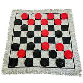 ボードゲーム 英語 アメリカ 海外ゲーム Yuanhe Gaint Checkers Set - Large 3 in 1 Checkers Game Including Tic Tac Toe Game with Reversible Rug, Calssic Indoor Outdoor Yard Games for Familyボードゲーム 英語 アメリカ 海外ゲーム