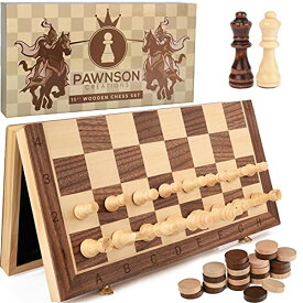 ボードゲーム 英語 アメリカ 海外ゲーム Magnetic Wooden Chess Checkers Set for Kids and Adults ? 15” Staunton Chess Set - Travel Portable Folding Chess Board Game Sets - Storage for Wood Pieces - 2 Extra Queensボードゲーム 英語 アメリカ 海外ゲーム