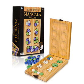 ボードゲーム 英語 アメリカ 海外ゲーム Point Games Solid Wood Deluxe Mancala - Folding Board Game w Metal Latch and Glass Marbles- Portable Strategy Travel Game - Recommended Ages 6+ボードゲーム 英語 アメリカ 海外ゲーム