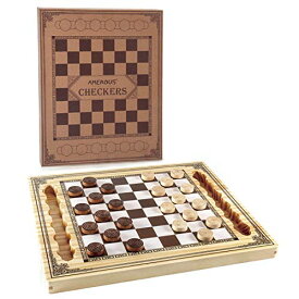 ボードゲーム 英語 アメリカ 海外ゲーム AMEROUS Wooden Checkers Set, Checkers Board Game with Storage Grooves - 24 Checkers Pieces - Gift Box Packed, Classic Board Games for Kids, Adultsボードゲーム 英語 アメリカ 海外ゲーム