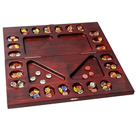 ボードゲーム 英語 アメリカ 海外ゲーム GSE 4-Player Mancala Board Game with Multi-Color Glass Stones, Folding Wooden 4-Way Mancala Family Travel Strategy Games Set for Kids & Adults (Mahogany)ボードゲーム 英語 アメリカ 海外ゲーム