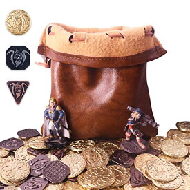 ボードゲーム 英語 アメリカ 海外ゲーム 70PCS Metal DND Coins & PU Leather Bag, Contains 30 Gold Coins, 20 Sliver Coins and 20 Copper Coins, Fantasy Coins for Board Game, Game Token with Retro Leather Pouch, Medievボードゲーム 英語 アメリカ 海外ゲーム