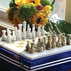 ボードゲーム 英語 アメリカ 海外ゲーム Radicaln Marble Chess Set with Storage Box 15 Inches White and Green Onyx Handmade Board Game 2 Player Classic Chess Sets for Adults- 1 Chess Board & 32 Chess Pieces - Chess ボードゲーム 英語 アメリカ 海外ゲーム