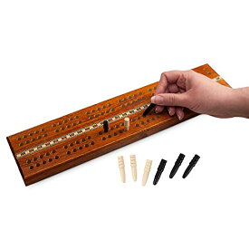 ボードゲーム 英語 アメリカ 海外ゲーム Sterling Games Extra Large Extra Long Cribbage 16" Wooden Game Board 2 Persons Double Track Board with 1/4" Holes and Italian Inlaid, Large Wooden Pegs Great for Seniors and ボードゲーム 英語 アメリカ 海外ゲーム