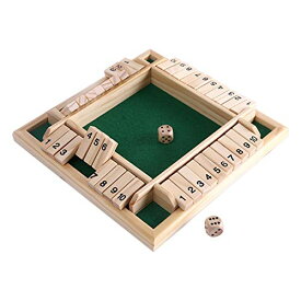 ボードゲーム 英語 アメリカ 海外ゲーム bouti1583 Shut The Box Dice Game,Classic 4 Sided Wooden Board Game Flip 10 Numbers Classic Tabletop Games for 2-4 Player(Green,8.8inch)ボードゲーム 英語 アメリカ 海外ゲーム