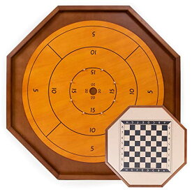 ボードゲーム 英語 アメリカ 海外ゲーム Tournament Crokinole & Checkers | Classic Dexterity Board Game for Two Players | 24 Black & White Discs & Game Board | 27 Inchボードゲーム 英語 アメリカ 海外ゲーム