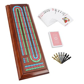 ボードゲーム 英語 アメリカ 海外ゲーム GSE Multi-Color 3-Track Wooden Cribbage Board Game Box with 2 Deck Playing Cards, 9 Metal Pegs and Storage Drawer, Three-Track Cribbage Board with Large Storageボードゲーム 英語 アメリカ 海外ゲーム