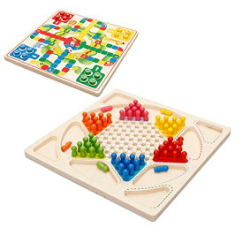 ボードゲーム 英語 アメリカ 海外ゲーム Drizzle Ludo Board Game & Chinese Checkers 2 in 1 Natural Wooden Board Flying Chess Family Game for Adults and Kidsボードゲーム 英語 アメリカ 海外ゲーム