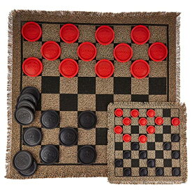 ボードゲーム 英語 アメリカ 海外ゲーム Giant & Mini Checkers Rugs Bundle - 2 Reversible Checkerboard Rugs with 3-in-1 Checkers + Classic & Mega Tic Tac Toe - 26" x 26" & 12" x 12" Rugs for Travel, Parties, & Familボードゲーム 英語 アメリカ 海外ゲーム