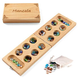 ボードゲーム 英語 アメリカ 海外ゲーム Ceebyfa Mancala Board Game for Kids, Adults & Family. Includes Folding Rubber Wood Board, 48+10 Mancala Stones & Instruction. Classic & Portable Marble Game for Travel.(Naturボードゲーム 英語 アメリカ 海外ゲーム