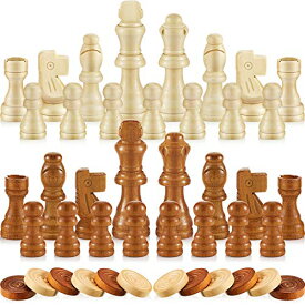 ボードゲーム 英語 アメリカ 海外ゲーム 56 Pieces Wooden Checkers Pieces Handcrafted Chess with Drawstring Storage Pouch Classic Wooden Chess Game Set Board Games Accessories in 2 Styles, 2 Colors (Brown, Natural)ボードゲーム 英語 アメリカ 海外ゲーム