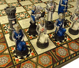 ボードゲーム 英語 アメリカ 海外ゲーム Medieval Times Crusades Warrior Chess Set Blue & White Maltese Cross with 17" Mosaic Design Boardボードゲーム 英語 アメリカ 海外ゲーム