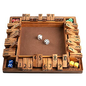 ボードゲーム 英語 アメリカ 海外ゲーム Funliktod Wooden 1-4 Player Shut The Box Game Classic Dice Board Game for Kid & Adultボードゲーム 英語 アメリカ 海外ゲーム