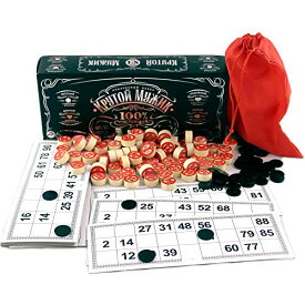 ボードゲーム 英語 アメリカ 海外ゲーム Russian Lotto Bingo Game Set - Souvenirs Board Games for Family - Tambola Kit of Wooden Barrels Loteria Cards Bingo Toys Chipsボードゲーム 英語 アメリカ 海外ゲーム