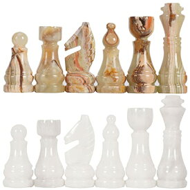 ボードゲーム 英語 アメリカ 海外ゲーム Radicaln Marble Chess Pieces White and Green Onyx 3.5 Inch King Figures Handmade 32 Chess Figures - Suitable for 16-20 Inch Chess Game - Board Gamesボードゲーム 英語 アメリカ 海外ゲーム