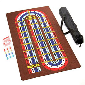 ボードゲーム 英語 アメリカ 海外ゲーム Tabletop Cribbage - Giant Spill-Resistant Neoprene Track Game Board (22" x 40") with 9 Pawns, Deck of Cards, & Travel Carry Bag - Classic Family Board Game Night & Bar Games ボードゲーム 英語 アメリカ 海外ゲーム