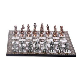 ボードゲーム 英語 アメリカ 海外ゲーム Medieval British Army Antique Copper Metal Chess Set for Adults, Handmade Pieces and Mosaic Design Wooden Chess Board King 2.75 incボードゲーム 英語 アメリカ 海外ゲーム