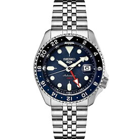 腕時計 セイコー メンズ Seiko SSK003 Automatic Watch for Men - 5 -Sports - Blue Dial with Date Calendar and Luminous Hands & Markers and Black & Blue GMT Bezel, 100m Water-Resistant腕時計 セイコー メンズ