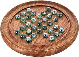 ボードゲーム 英語 アメリカ 海外ゲーム IBLAY Games Solitaire Board in Wood with Glass Marbles - Solitaire Board Game - Gifts for Kids and Adults (Brown_1)ボードゲーム 英語 アメリカ 海外ゲーム