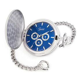腕時計 シュパイデル アメリカ ドイツ メンズ Speidel Silver-Tone Pocket Watch with Blue Dial and 14" Chain No Engraving (Engraved)腕時計 シュパイデル アメリカ ドイツ メンズ
