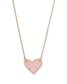 ケンダスコット アメリカ アクセサリー ブランド かわいい Kendra Scott Ari Heart Adjustable Length Pendant Necklace for Women, Fashion Jewelry, 14k Rose Gold-Plated, Pink Drusyケンダスコット アメリカ アクセサリー ブランド かわいい